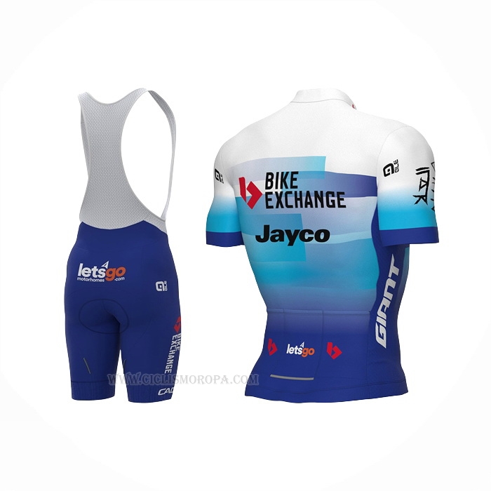 2022 Ropa Ciclismo Bike Exchange Azul Blanco Mangas Corta y Culotte Corto